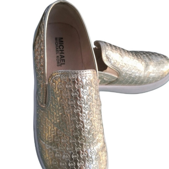 Michael Kors Ivy Alita Gold Metallic Slip-On Sneakers Size 5 EUC - Picture 4 of 6